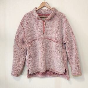 Jackson Hole outerwear pink fluffy quarter zip sherpa Pullover
